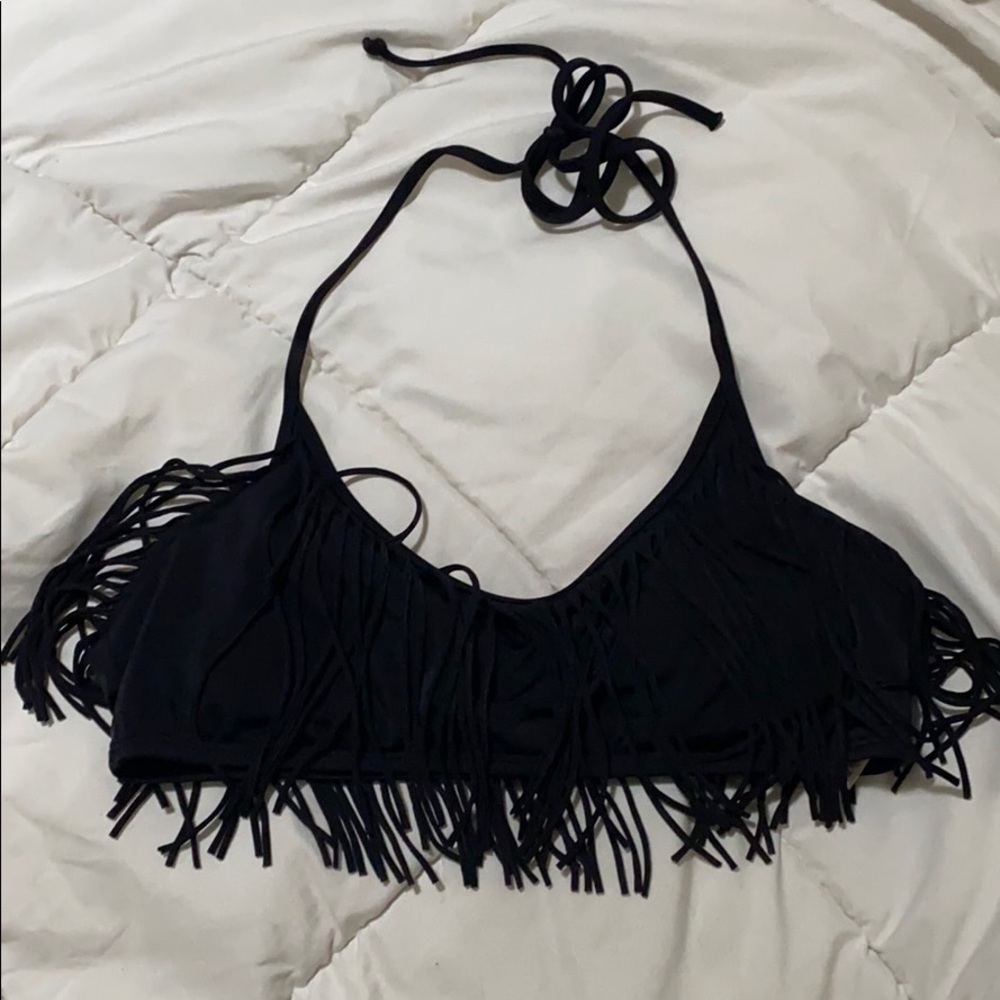 PINK VS Black Fringe Bikini Top Size L